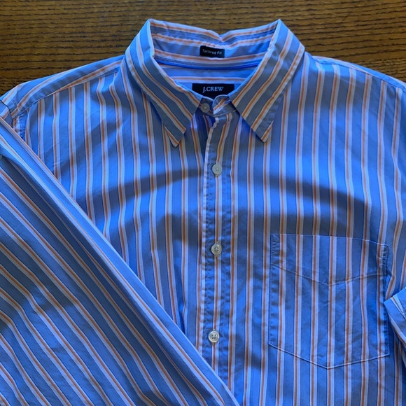 J Crew L/S point collar Blue striped shirt - L - Picture 3 of 7